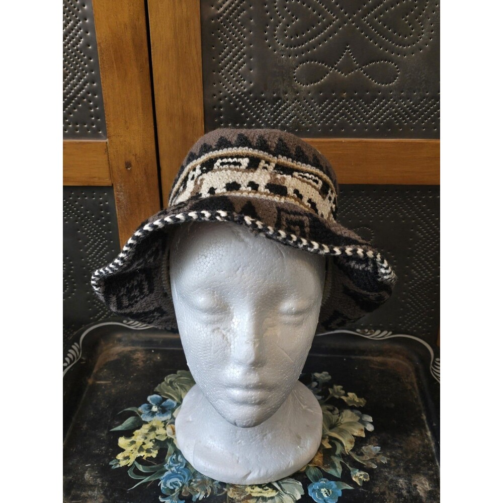 Vintage Hand Crochet Roll Up Rustic Alpaca Hat